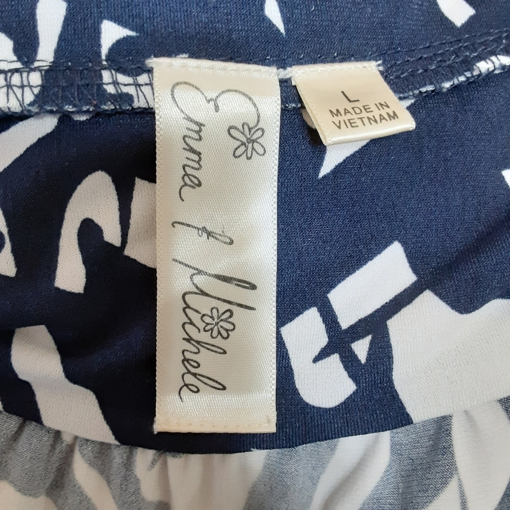 Emma & Michele navy and white abstract print dress, L - Picture 8 of 9